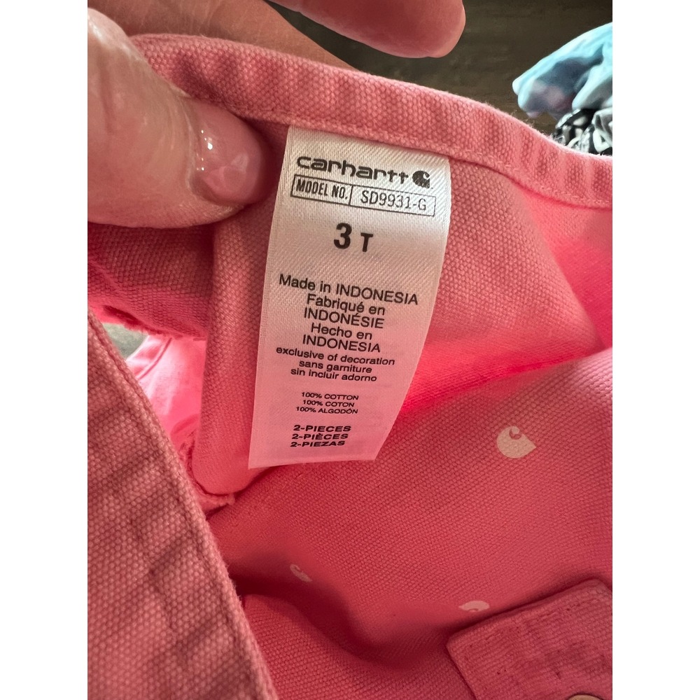 Carhartt Kids Pink Polka Dot Ruffle Canvas Bib Shortalls SD9931-G 3T - Picture 4 of 4